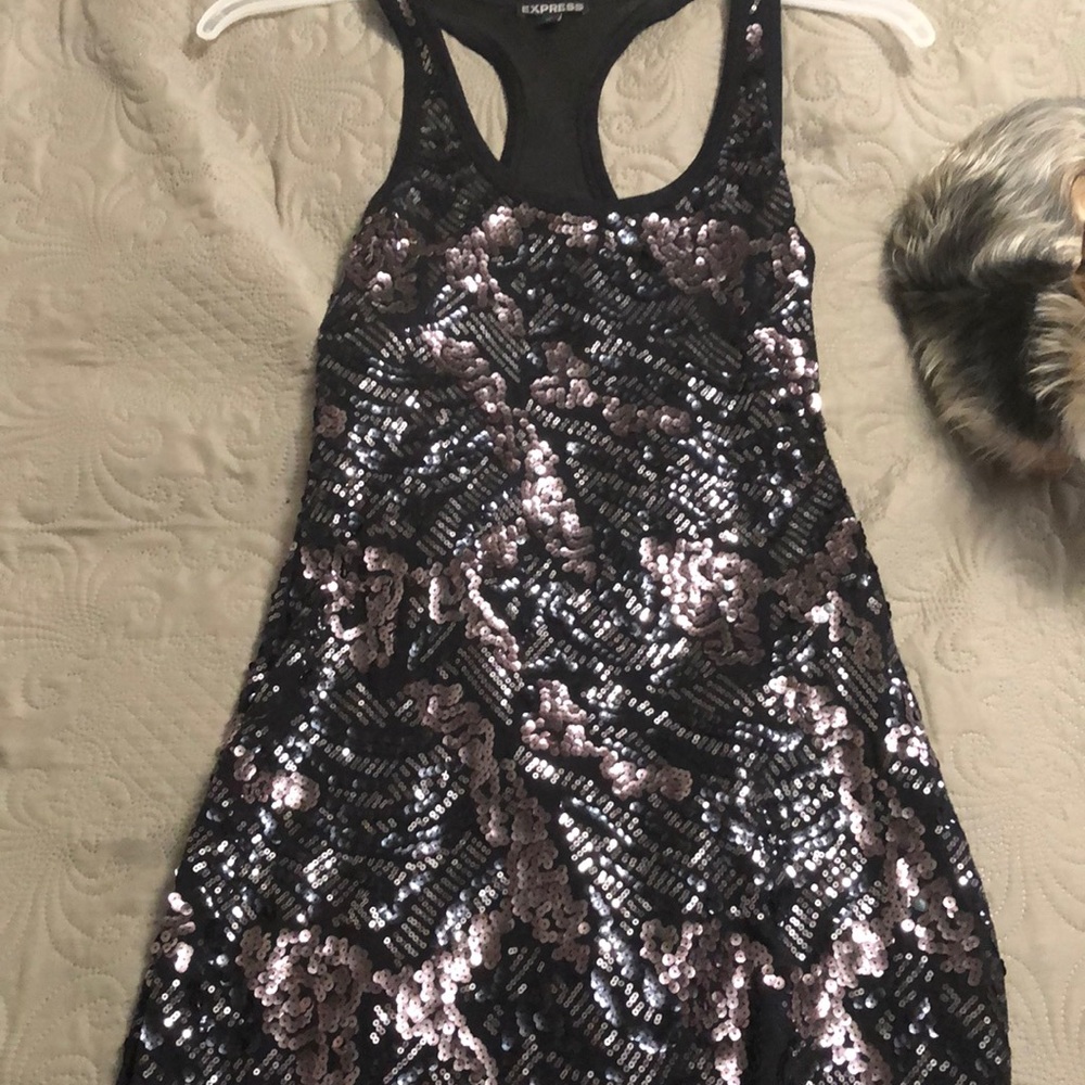 Black sequined express dress